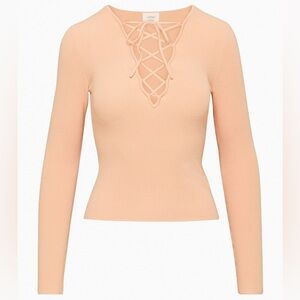 Wilfred Coral Blush Lace-Up Sweater